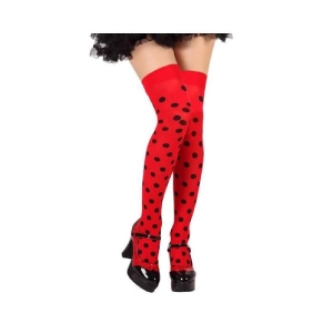 Bas coccinelle rouge &agrave; pois noirs
