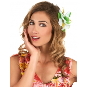 Barrette fleur blanche Hawa&iuml;