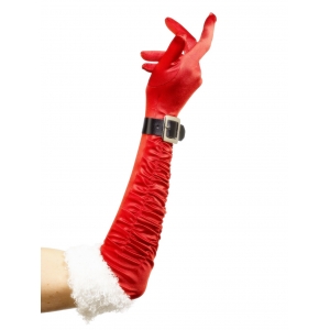 Gants rouge avec fourrure blanche m&egrave;re No&euml;l 