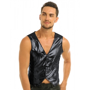 D&eacute;guisement Gilet Homme Disco brillant noir M &agrave; XL