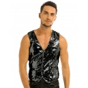D&eacute;guisement Gilet Homme Disco paillettes dor&eacute;es M &agrave; 2XL
