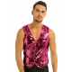 Déguisement Gilet Homme Disco paillettes noires M à 2XL