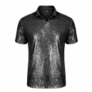 D&eacute;guisement Tee shirt Homme Disco sequin argent&eacute; M &agrave; XL