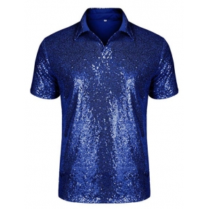 D&eacute;guisement Polo Homme Disco sequin bleu S &agrave; XL