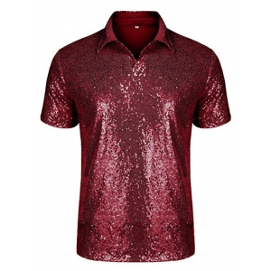 D&eacute;guisement Polo Homme Disco sequin bordeaux S &agrave; XL