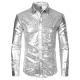 Déguisement Polo Homme Disco sequin argenté S à XL