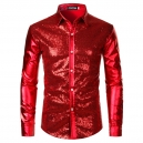 D&eacute;guisement Homme Disco Chemise brillante avec sequin argent&eacute; S &agrave; XL