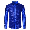 D&eacute;guisement Homme Disco Chemise brillante avec sequin rouge S &agrave; XL