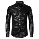 D&eacute;guisement Homme Disco Chemise brillante avec sequin bleue S &agrave; XL