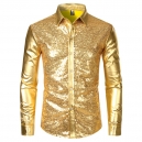 D&eacute;guisement Homme Disco Chemise brillante avec sequin noir S &agrave; XL