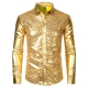 Déguisement Homme Disco Chemise brillante avec sequin noir S à XL