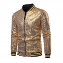 D&eacute;guisement Homme Disco Chemise brillante avec sequin dor&eacute; S &agrave; XL