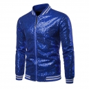 D&eacute;guisement Homme Disco veste zipp&eacute;e sequin bleu S &agrave; 2XL