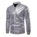 D&eacute;guisement Homme Disco veste zipp&eacute;e sequin bleu S &agrave; 2XL