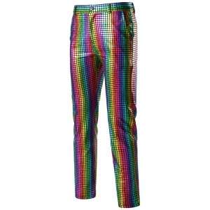D&eacute;guisement Homme pantalon Disco brillant arc en ciel M &agrave; 3XL