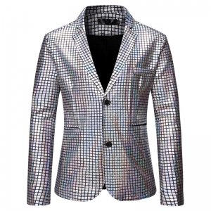 D&eacute;guisement Homme Veste Disco brillant argent&eacute;e M &agrave; 3XL