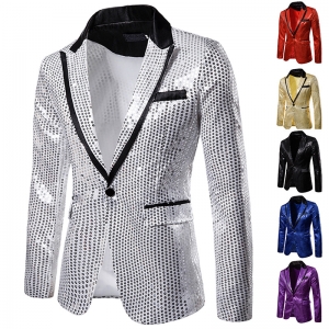 D&eacute;guisement Homme Veste Disco brillant argent&eacute;e M &agrave; 3XL