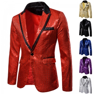 D&eacute;guisement Homme Veste Disco sequins rouges S &agrave; 2XL