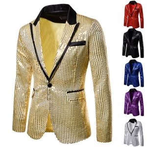 D&eacute;guisement Homme Veste Disco sequins jaunes S &agrave; 2XL