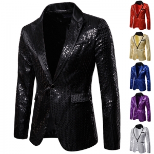 D&eacute;guisement Homme Veste Disco sequins noirs S &agrave; 2XL