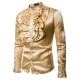 Déguisement Homme Disco Chemise jabot satin noir M à XL
