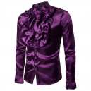 D&eacute;guisement Homme Disco Chemise jabot satin rouge M &agrave; XL