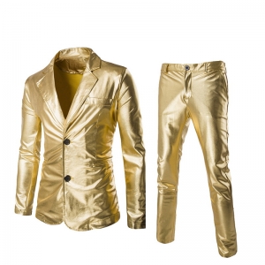D&eacute;guisement Costume Homme Disco brillant dor&eacute; S &agrave; 2XL