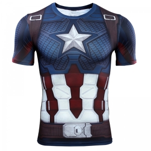 D&eacute;guisement Homme tee shirt Captain America manches courtes S &agrave; 2XL