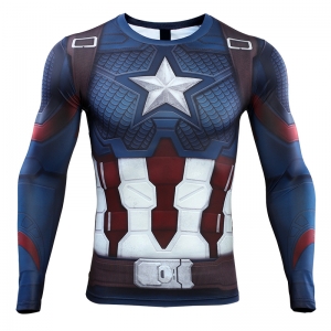 D&eacute;guisement Homme tee shirt Captain America manches longues S &agrave; 2XL