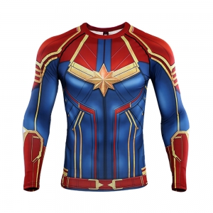 D&eacute;guisement Homme tee shirt Captain Marvel manches longues S &agrave; 2XL