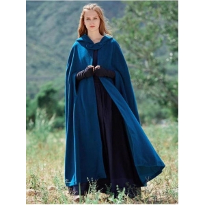 Costume manteau capeline cape m&eacute;di&eacute;vale bleu S & XL