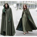 Costume manteau capeline cape m&eacute;di&eacute;vale noir S & XL