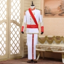 Déguisement veste rouge pantalon chemise jabot de prince