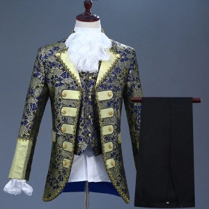 Costume prince bleu marine et or