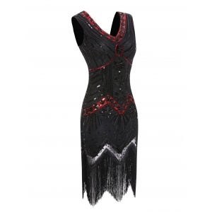 Costume robe ann&eacute;e 20 noire et rouge
