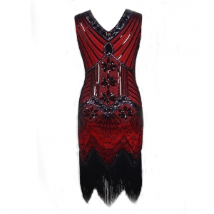 Costume charleston robe ann&eacute;e 20 rouge