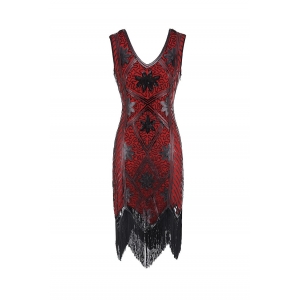 Costume charleston robe ann&eacute;e 20 rouge et noire
