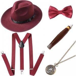 Ensemble accessoires bordeaux pour homme ann&eacute;e 20 Gasby le magnifique
