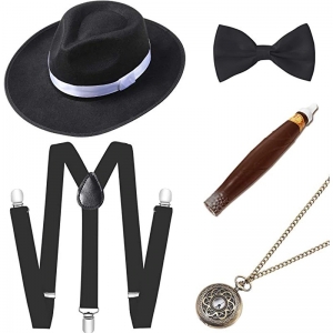 Ensemble accessoires noir pour homme ann&eacute;e 20 Gasby le magnifique