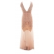 Costume charleston robe année 20 beige et argentée