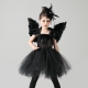 Costume Ange noir avec ailes en plumes pour fille