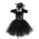 Costume Ange noir avec ailes en plumes pour fille