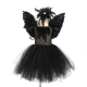 Costume Ange noir avec ailes en plumes pour fille