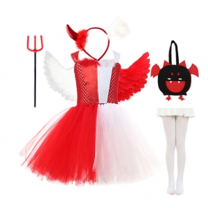 D&eacute;guisement mi ange mi d&eacute;mon rouge pour fille 