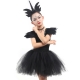 Costume Ange noir avec ailes en plumes pour fille