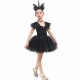 Costume Ange noir avec ailes en plumes pour fille