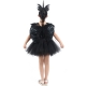 Costume Ange noir avec ailes en plumes pour fille