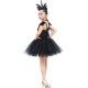Costume Ange noir avec ailes en plumes pour fille