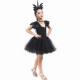 Costume Ange noir avec ailes en plumes pour fille