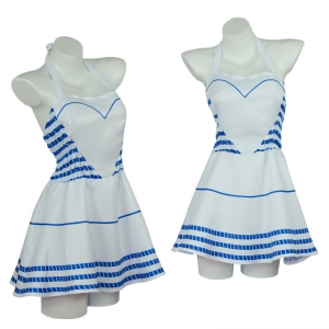 Costume barbie tenue blanche et bleue pour fille